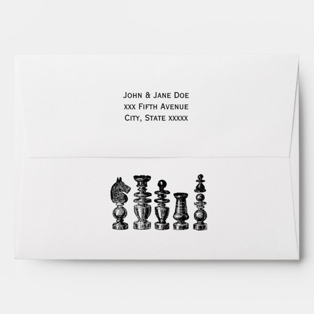 Chess Pieces Vintage Art Envelope (Back (Top Flap))