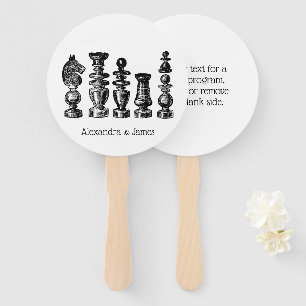 Chess Pieces Vintage Art Hand Fan