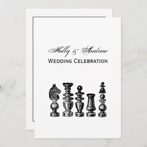 Chess Pieces Vintage Art Invitation