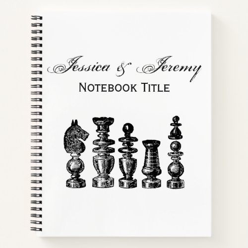 Chess Pieces Vintage Art Notebook