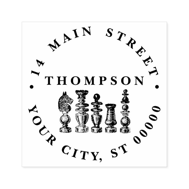 Chess Pieces Vintage Art Rubber Stamp (Imprint)