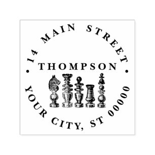 Chess Pieces Vintage Art Self-inking Stamp