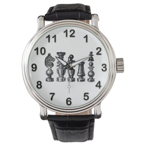 Chess Pieces Vintage Art Watch