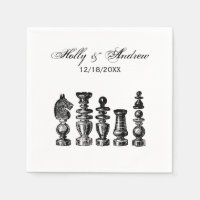 Chess Pieces Vintage Art Wedding Couple