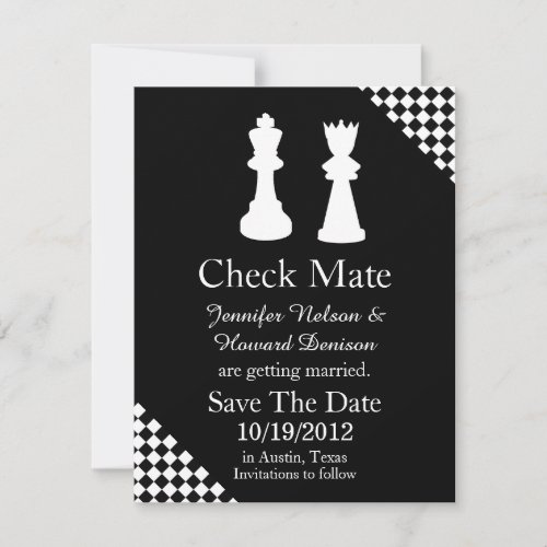Chess Pieces Wedding Save The Date Announcement