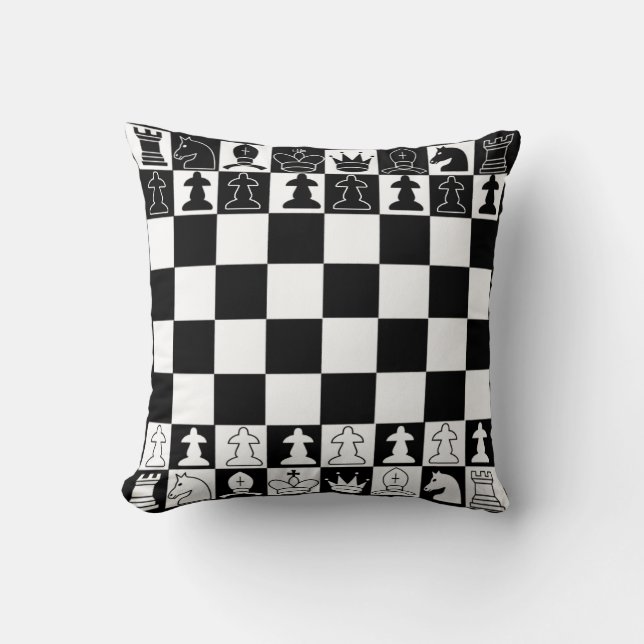 Chess Pillow in Black and White (Front)