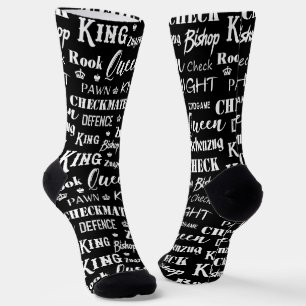 Chess Player Chess Pieces and Phrases Socks