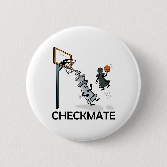 Chess Player Chessboxing And Sketll Lover Checkmat Button (Front)