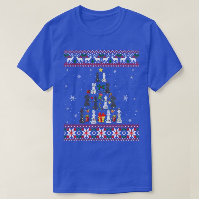 Chess Player Christmas Ornament Tree Gift Ugly Xma T-Shirt (Design Front)