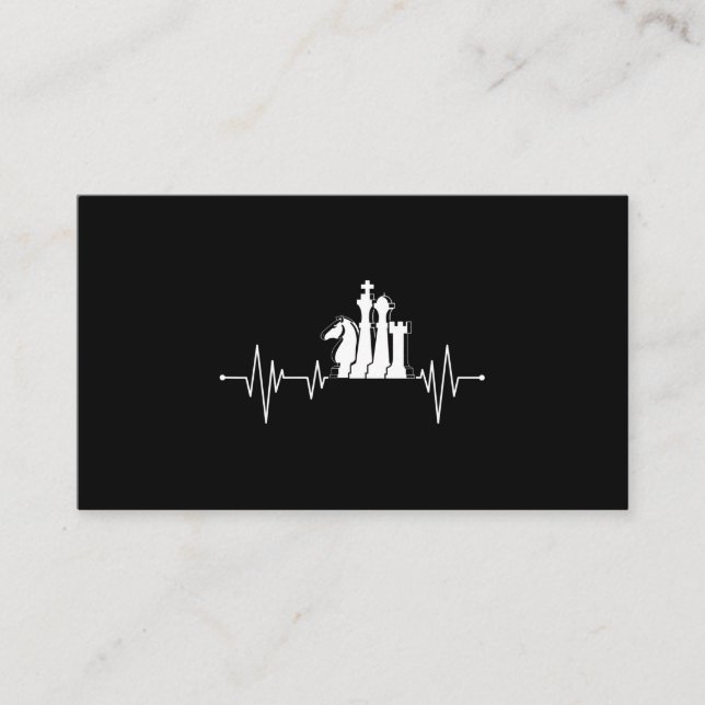 Chess Player Gift Idea Chess Pieces Heartbeat Business Card (Front)