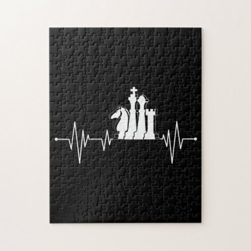 Chess Player Gift Idea Chess Pieces Heartbeat Jigsaw Puzzle