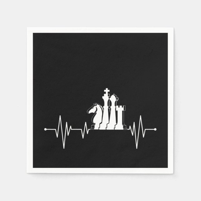 Chess Player Gift Idea Chess Pieces Heartbeat Napkins (Front)
