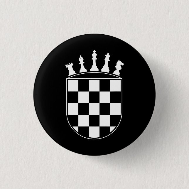 Chess Player Gifts for Croats  Croatian Flag Chess Button (Front)