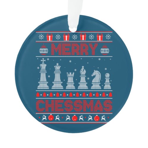 Chess Player Merry Chessmas Christmas Ugly Sweater Ornament