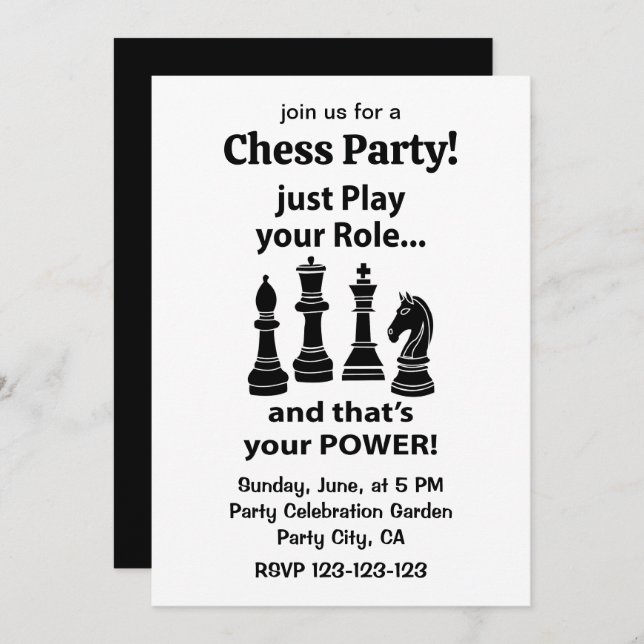 Chess Player Party Invitation (Front/Back)