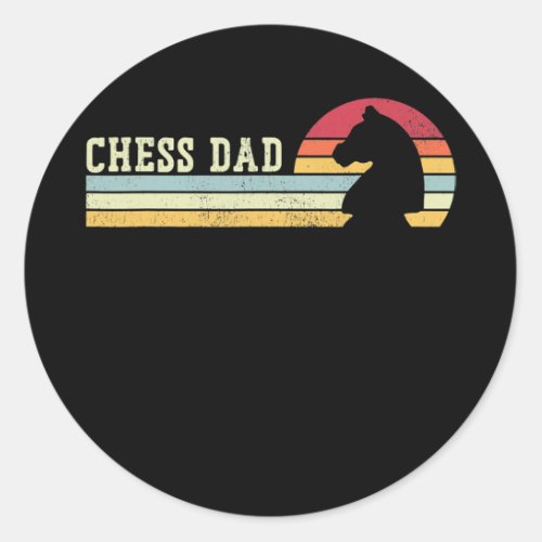 Chess Player Piece Vintage Dad Father Retro Chess Classic Round Sticker