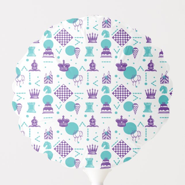 Chess Player Pieces - Party Art Pattern Balloon (Front)