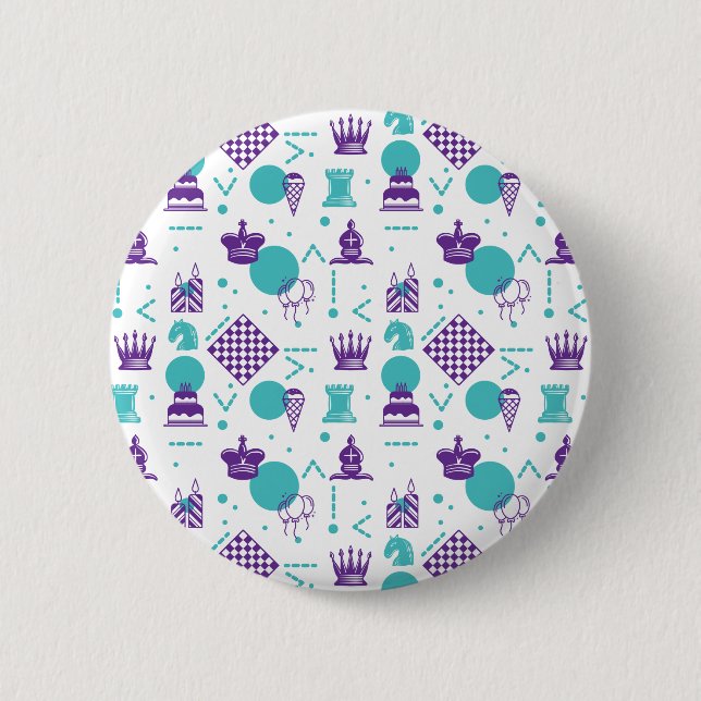 Chess Player Pieces - Party Art Pattern Button (Front)