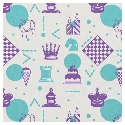 Chess Player Pieces - Party Art Pattern Fabric