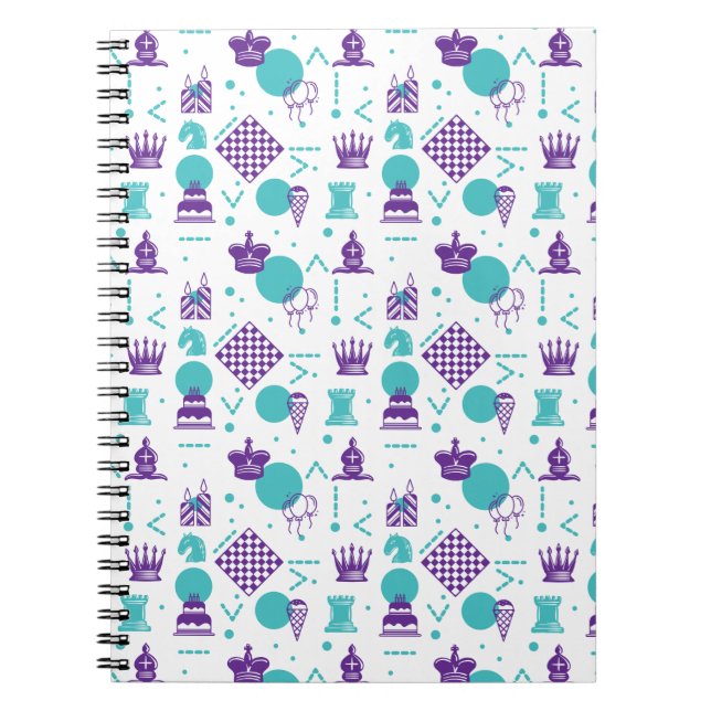 Chess Player Pieces - Party Art Pattern Notebook (Front)