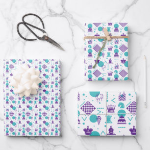 Chess Player Pieces - Party Art Pattern Wrapping Paper Sheets
