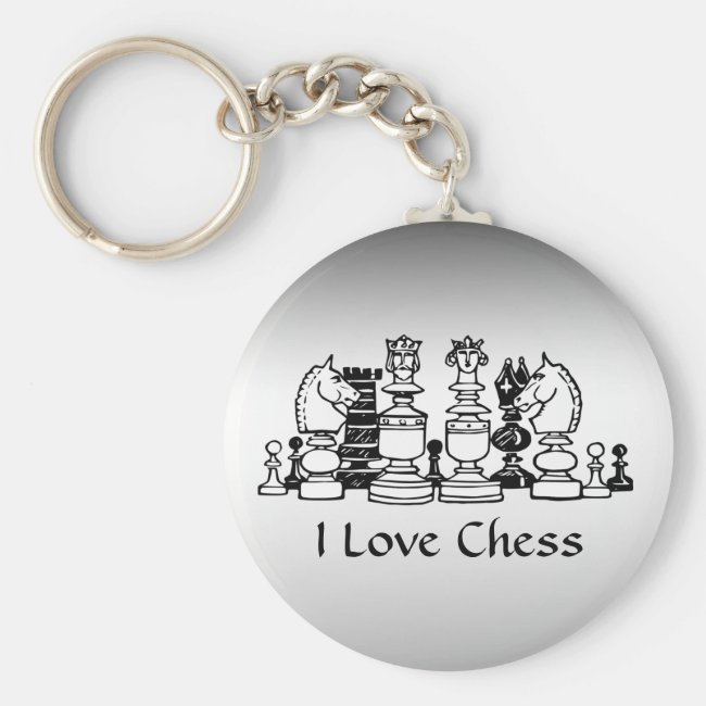 Chess Player Silver Keychain