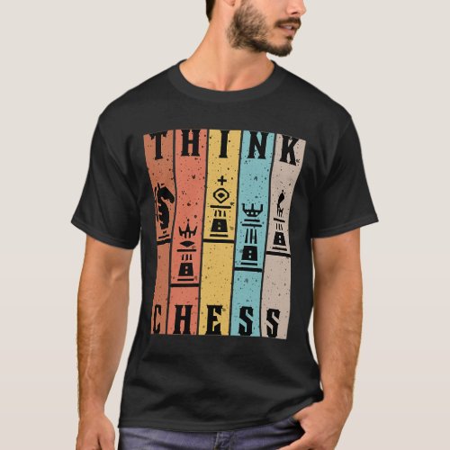 Chess Player Think Game Pieces Set Vintage design T_Shirt