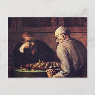 Chess Players By Daumier Honoré Postcard