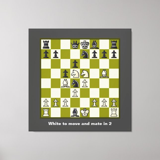 Chess Puzzle Mate in 2 Stretched Canvas Print (Front)