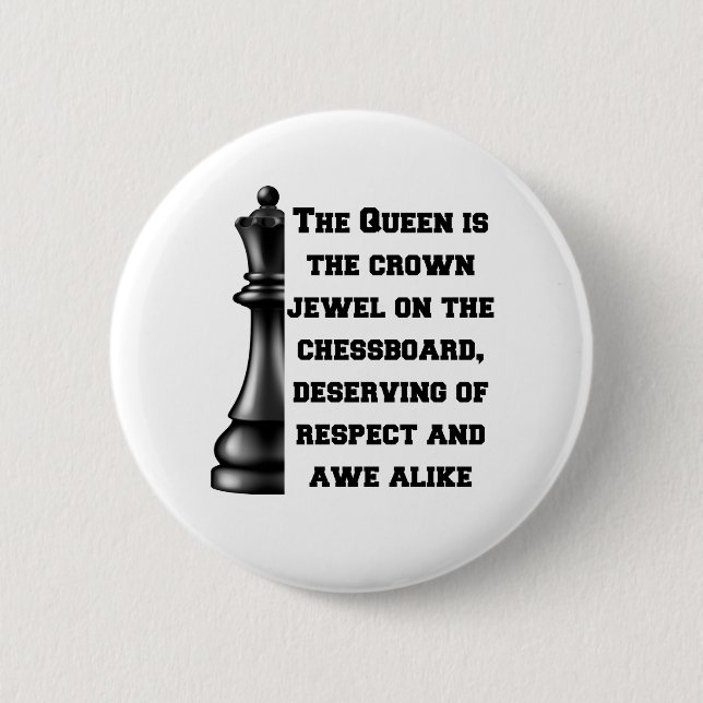 Chess Queen Black White Power Respect Strategy Button (Front)