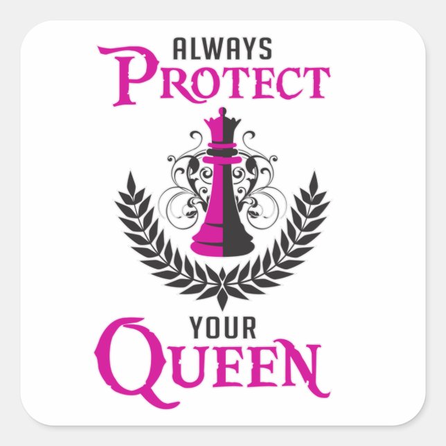 Chess Queen Chess Board Checkmate Board Funny Gift Square Sticker (Front)