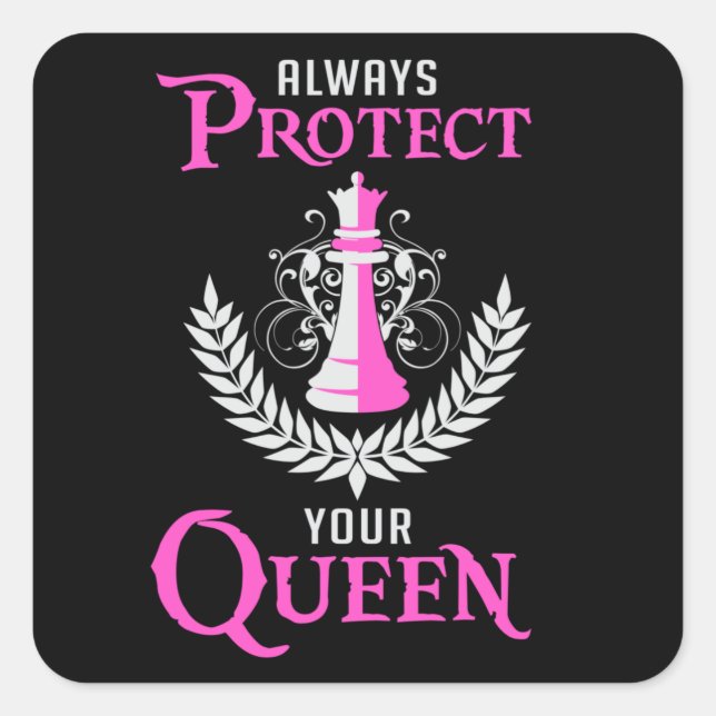 Chess Queen Chess Board Checkmate Board Game Gift Square Sticker (Front)