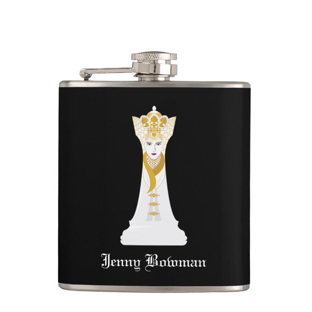 Chess queen / Personalized Name Flask (Front)