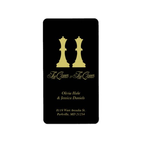 Chess Queen  Queen Gold Pieces for Lesbian Couple Label