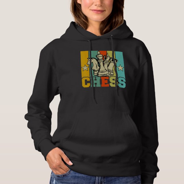 Chess Retro Graphic Chess Player Checkmate Board G Hoodie (Front)