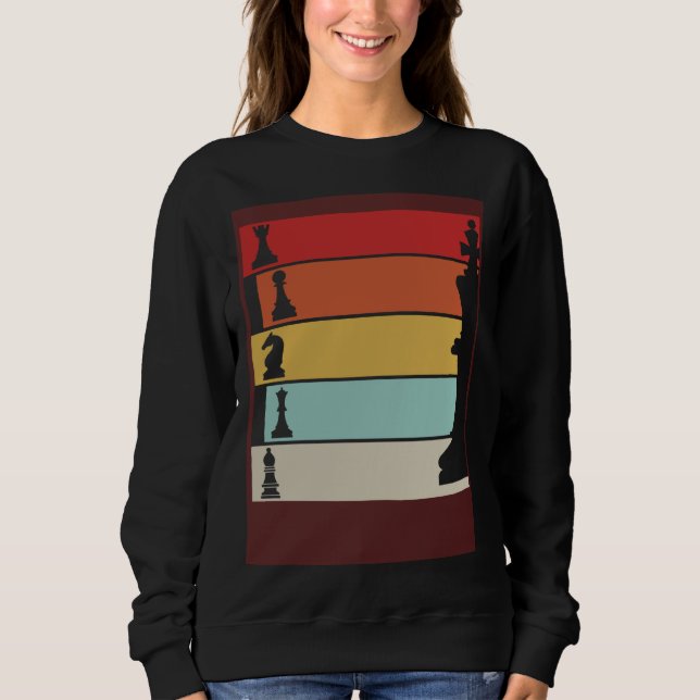 Chess Retro Player Chess Board Sweatshirt (Front)