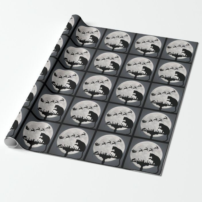 Chess Santa Full Moon Cat And Mouse Game Christmas Wrapping Paper Zazzle Com