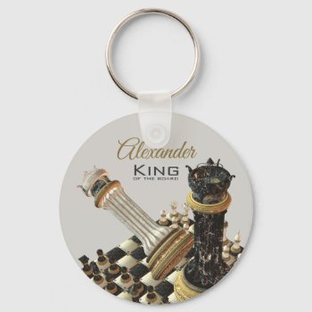 Chess Set King Of The Board Keychain by Specialeetees at Zazzle