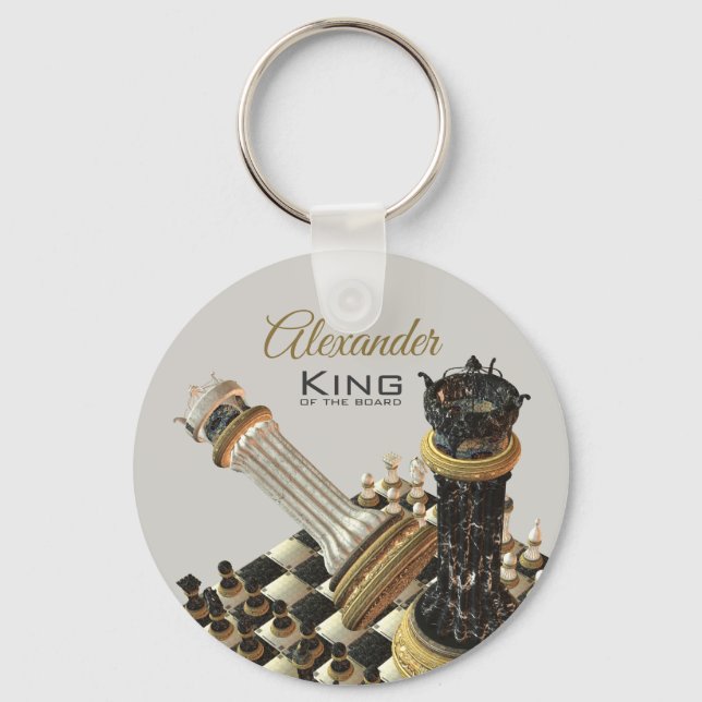 Chess Set King Of The Board Keychain (Front)