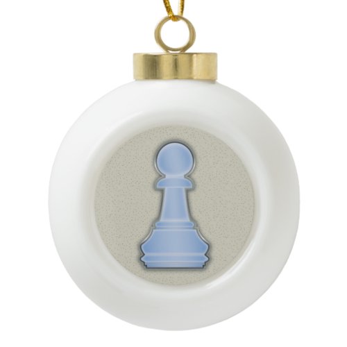 Chess Shiny Blue Glass Chess Pawn Ceramic Ball Christmas Ornament