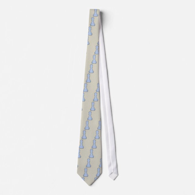 Chess Shiny Blue Glass Chess Pawn Neck Tie (Front)