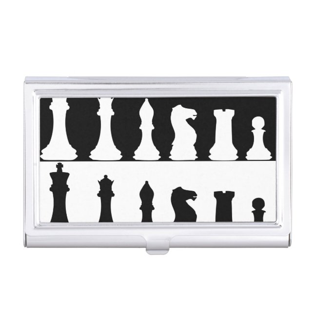 Chess Silhouette Business Card Holder (Front)