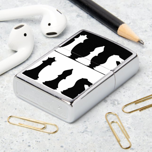 Chess Silhouette Zippo Lighter (On Table 2)