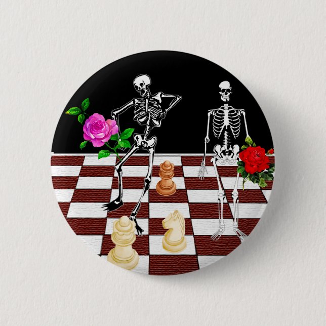 Chess Skeletons Pinback Button (Front)