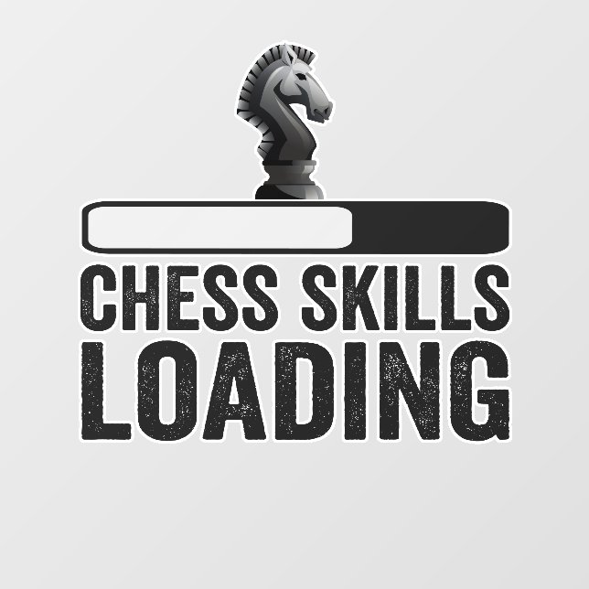 Chess Skills Loading Funny Knight Piece Chess Wall Decal (Front)