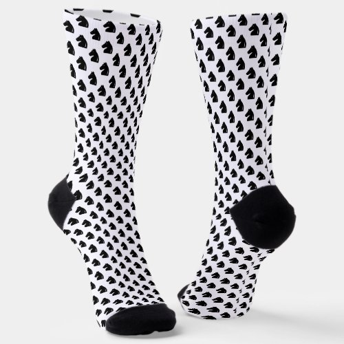 Chess socks with checkered knight horse pattern