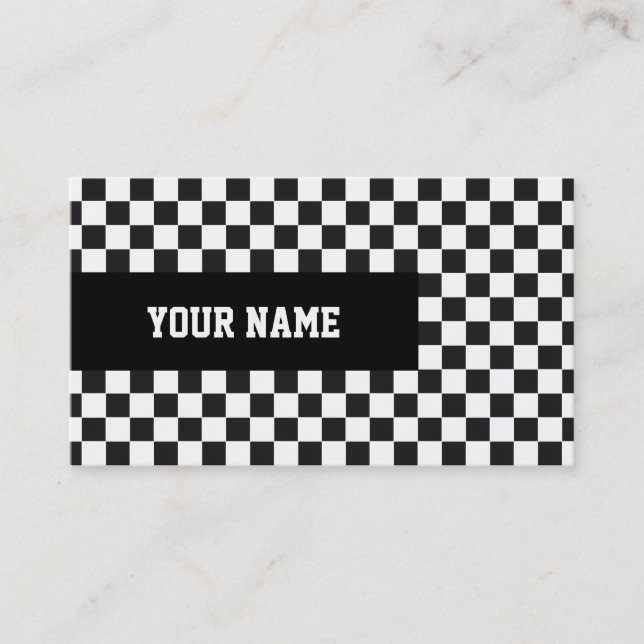 Chess Square Pattern - black + your background Business Card (Front)