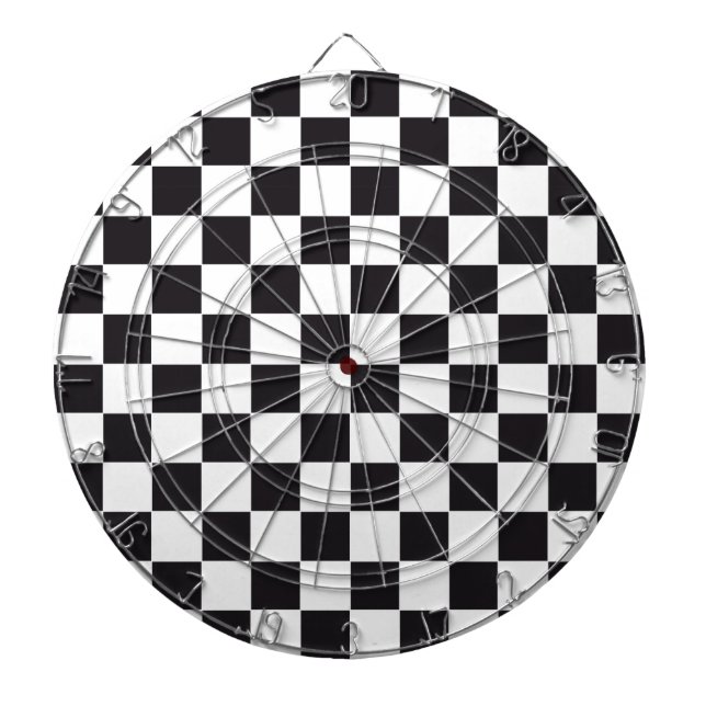 Chess Square Pattern - black + your background Dartboard With Darts (Front)