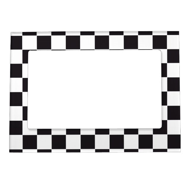 Chess Square Pattern - black + your background Magnetic Frame (Front)