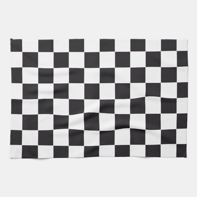 Chess Square Pattern - black + your background Towel (Horizontal)